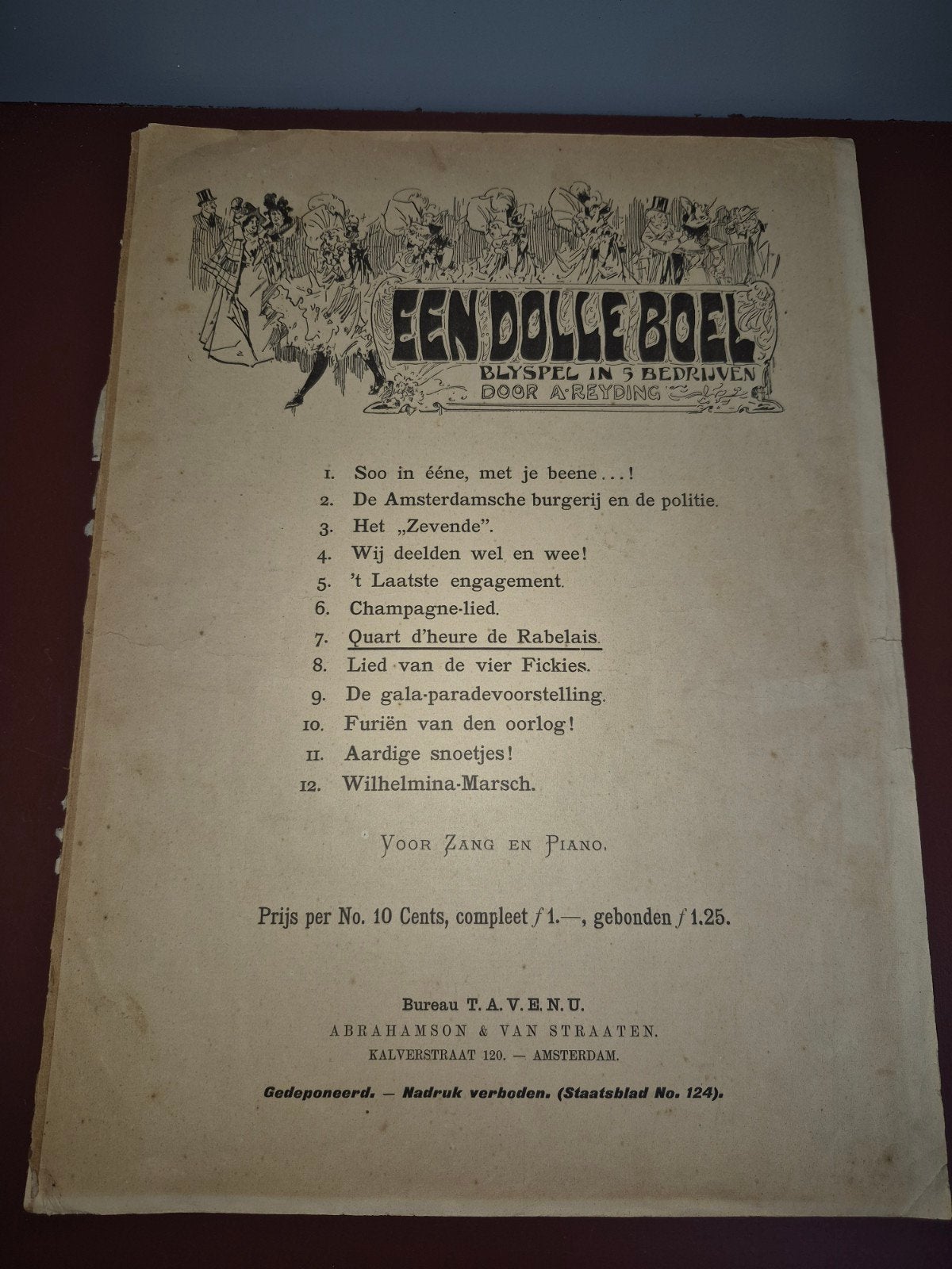 Oud Muziekblad: Quart d'heure de Rabelais - Piano, Ophalen of Verzenden