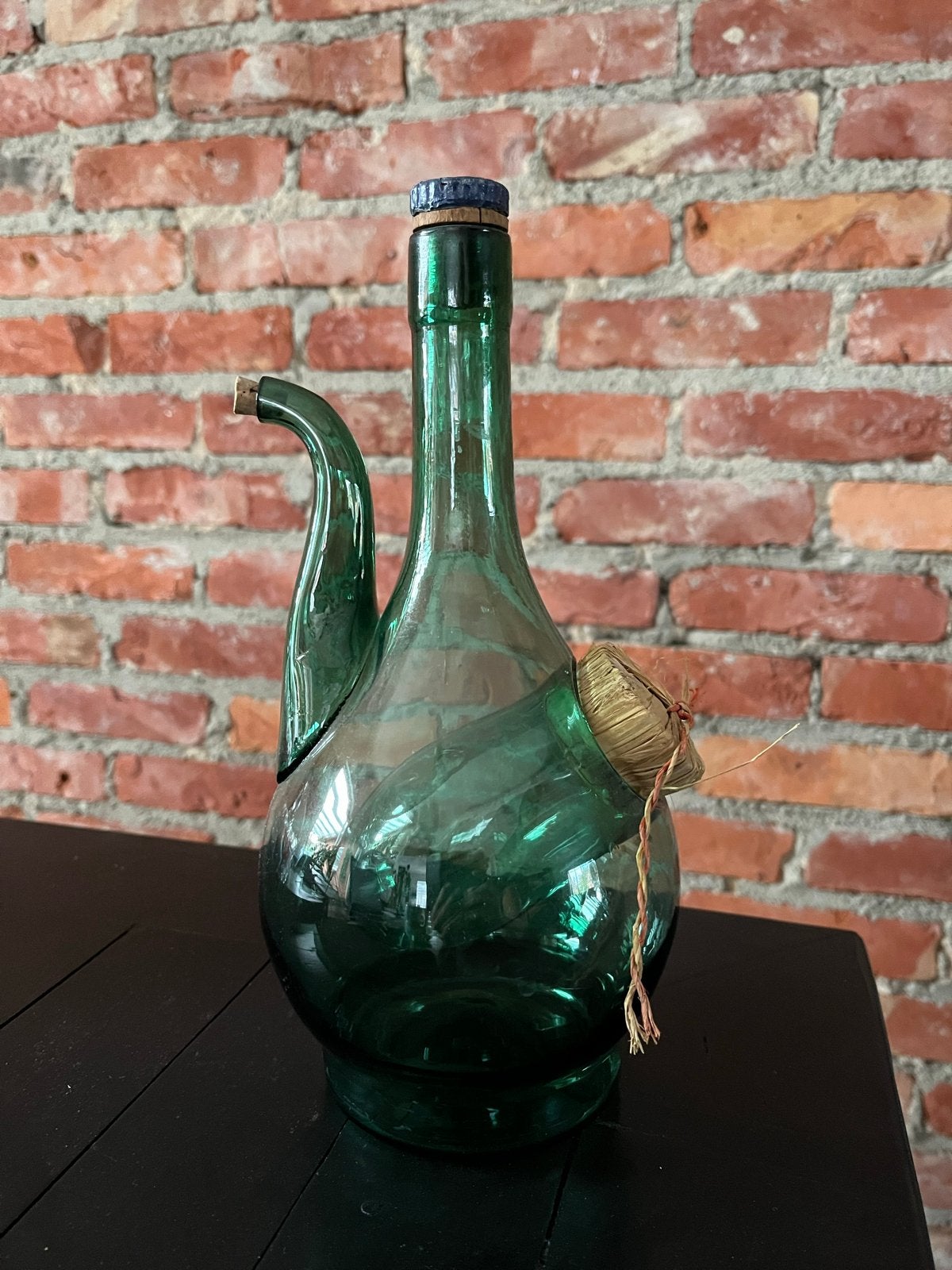 Vintage Groene Glazen Porron Wijnkaraf, Ophalen