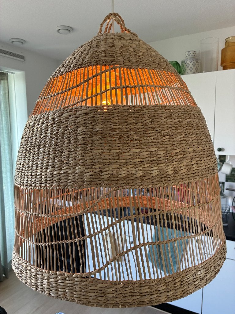 Ikea rieten bohemian Hanglamp Torared Groot, Ophalen, Zo goed als nieuw, Natuurlijk materiaal