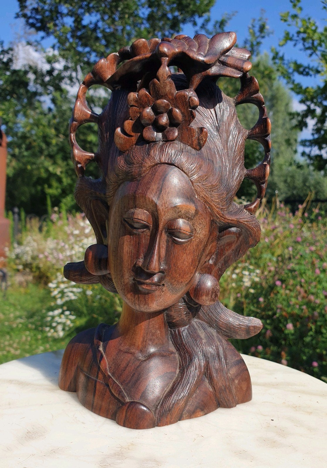 Balinees houten buste van een vrouw, Ophalen of Verzenden