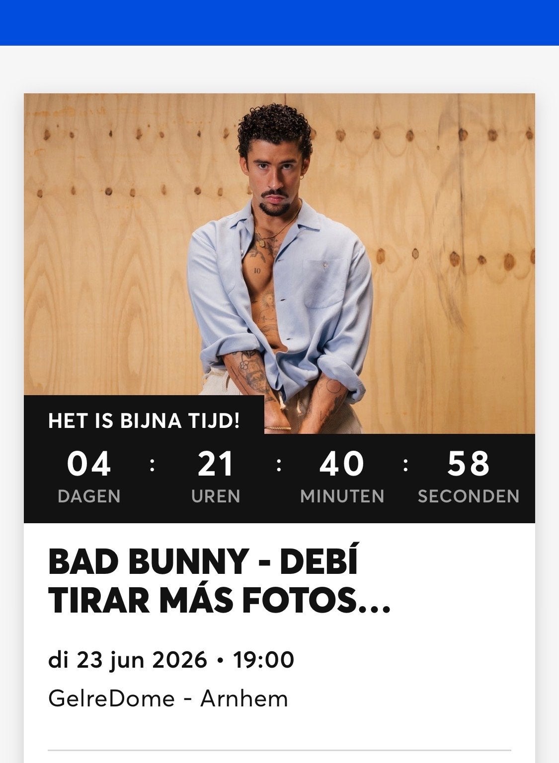Concert tickets Bad Bunny Gelredome 2 x zitplaatsen, Tickets en Kaartjes, Concerten | Pop, Twee personen, Juni