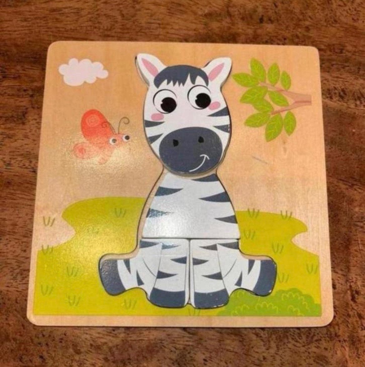 Puzzel hout ‘zebra’ speelgoed, Ophalen of Verzenden, Zo goed als nieuw, Van hout, Minder dan 10 stukjes