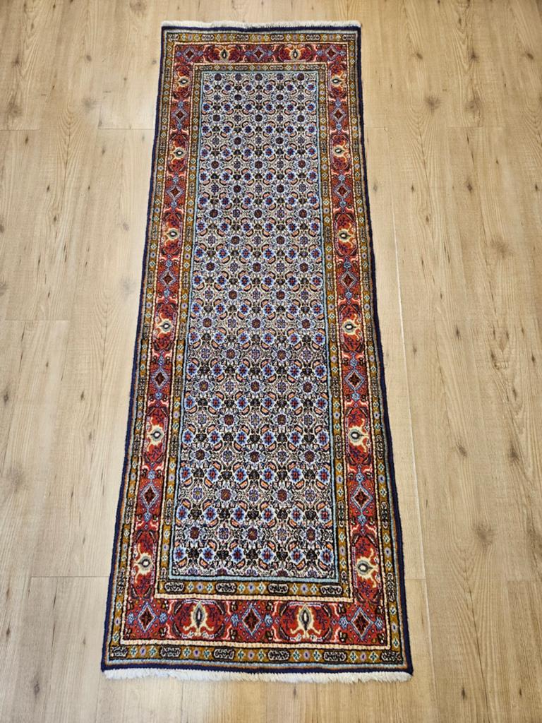 Vintage handgeknoopt perzisch tapijt loper moud 203x71