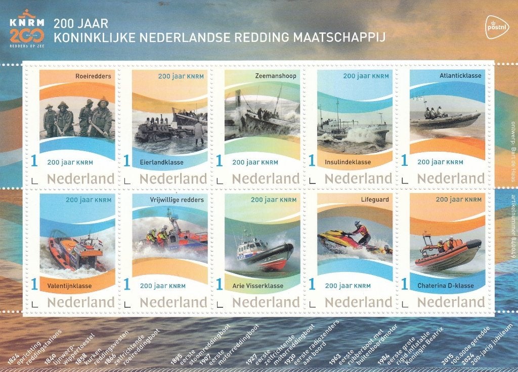 Nederland- 2024.11.4- 200 Jaar KNRM- Vel- P, Ophalen of Verzenden, Na 1940, Postfris
