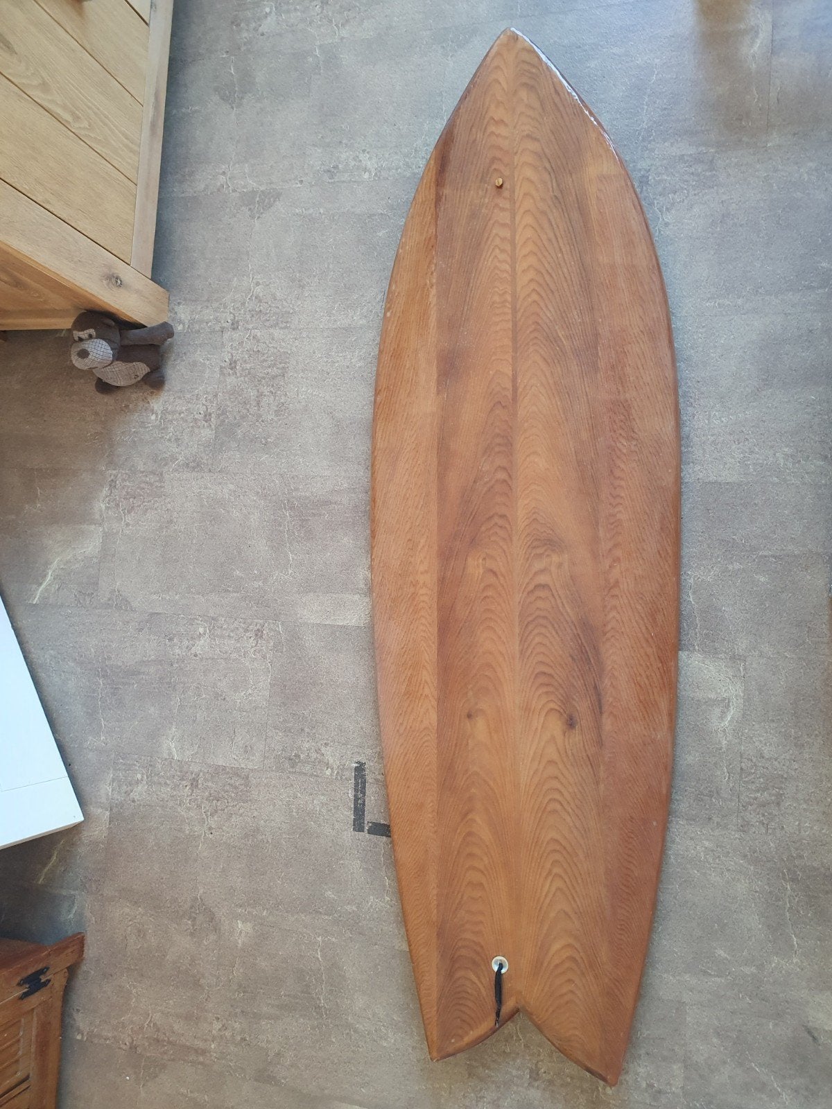 Houten fish surfboard 6.4ft - 47L, Watersport en Boten, Golfsurfen, Ophalen, Zo goed als nieuw, Fish