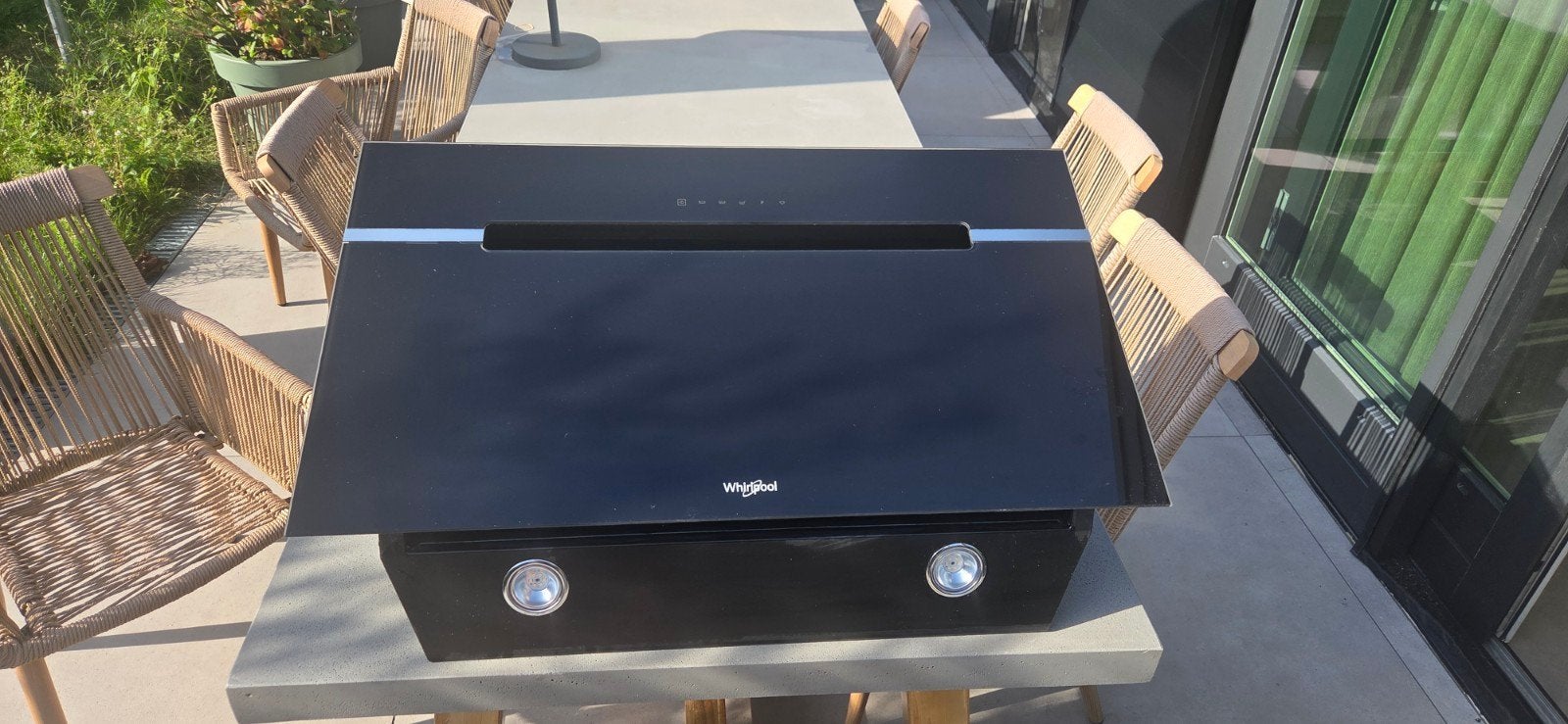 Whirlpool afzuigschouw WHVS 92F LTK met koolstoffilters, Ophalen, Motor, Zo goed als nieuw, Vrijstaand