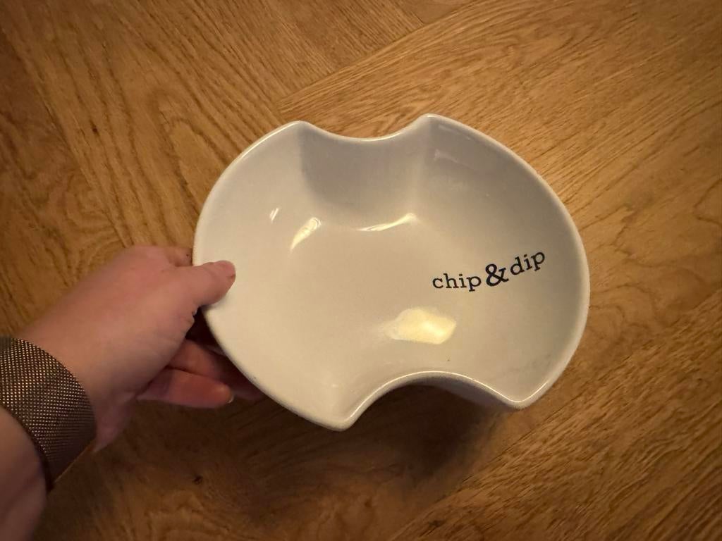 Chip & Dip schaal - Wit keramiek, Ophalen, Zo goed als nieuw