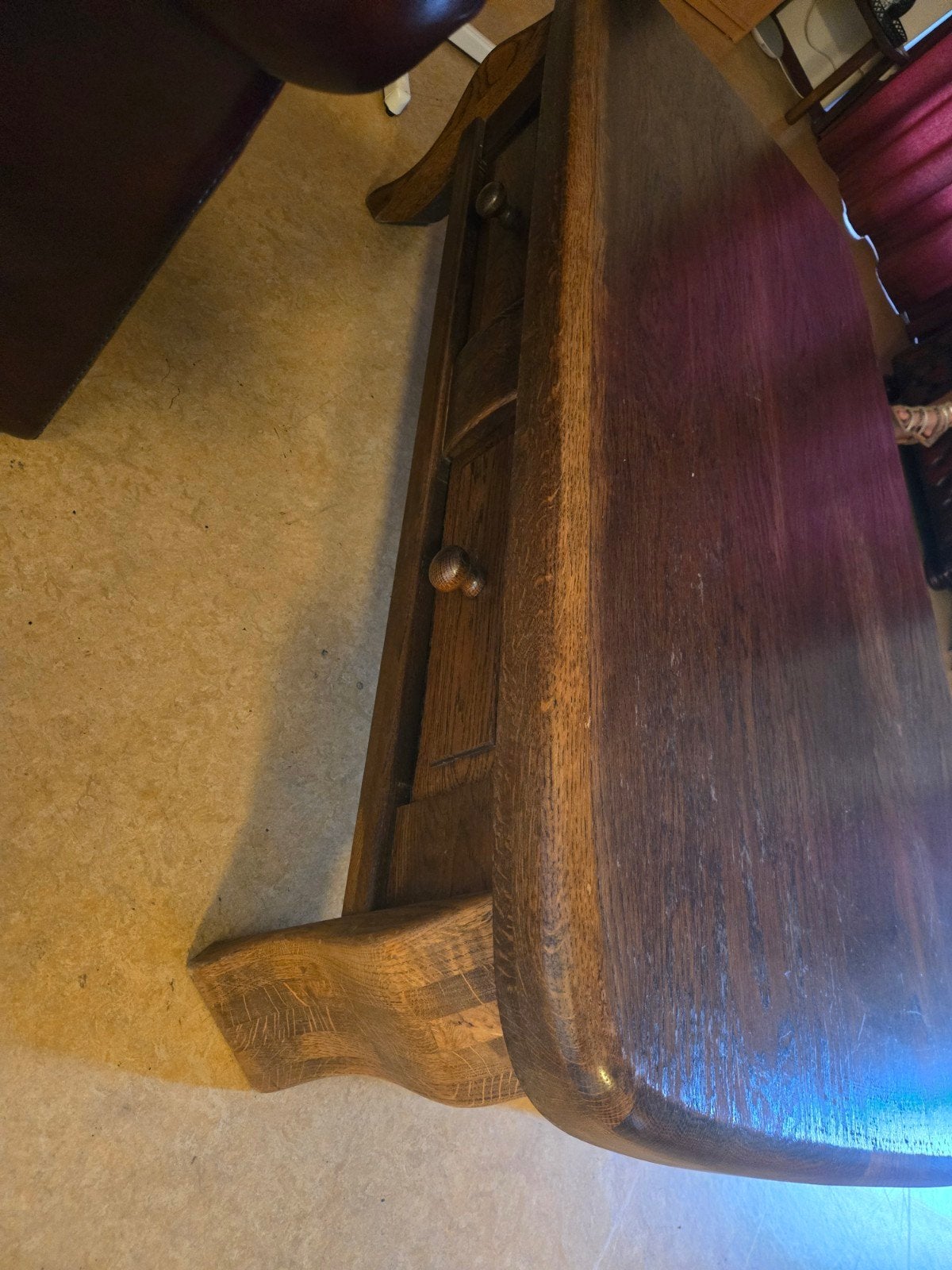 eikenhouten salontafel, Ophalen, Gebruikt, 100 tot 150 cm, 50 tot 100 cm