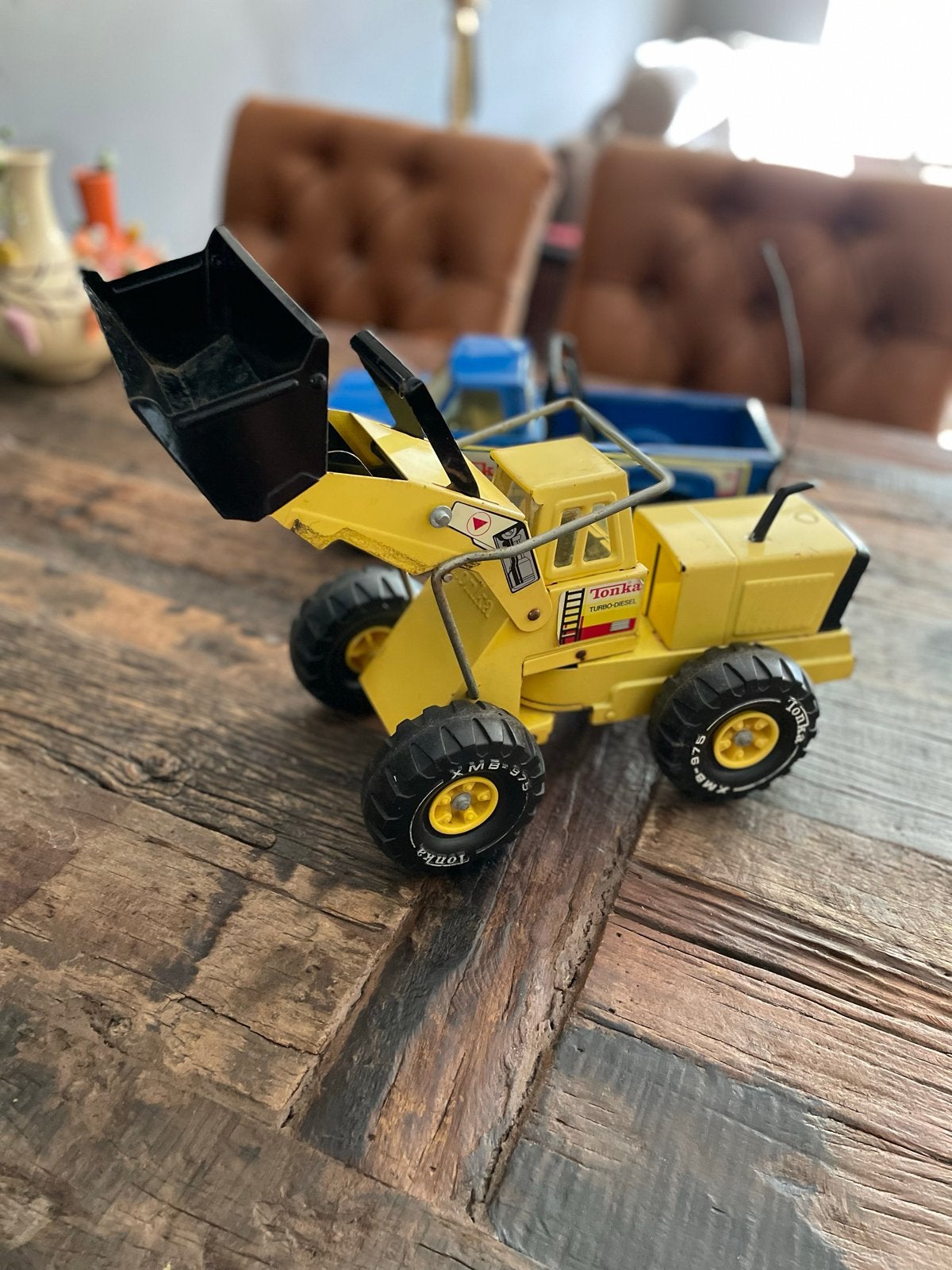 Set Vintage Tonka speelgoed: shovel en pick-up truck, Ophalen of Verzenden, Gebruikt