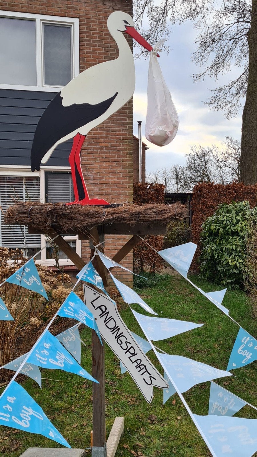 Geboorte Ooievaar Te Huur - Compleet met Nest en Babypop, Ophalen