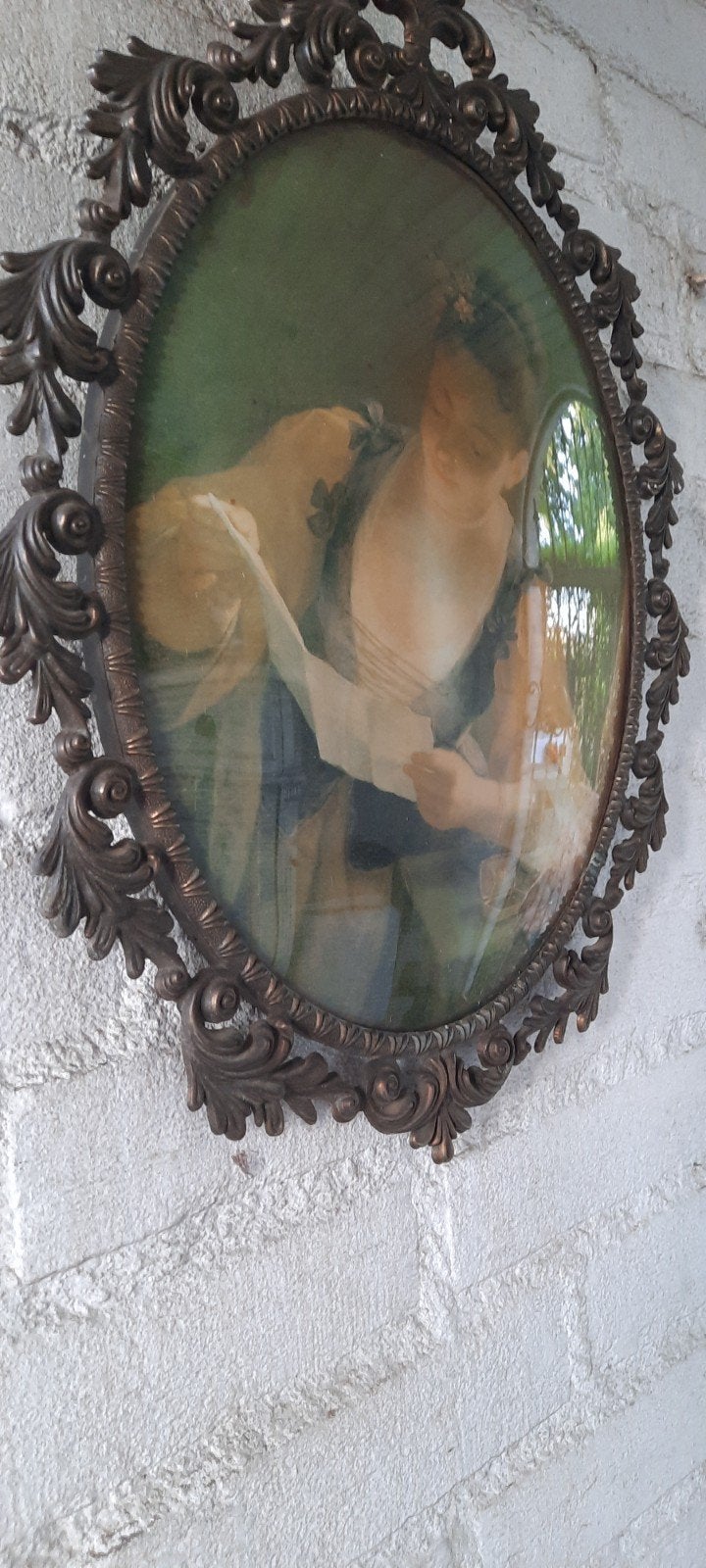 Antieke ovale lijst met klassieke afbeelding, Antiek en Kunst, Ophalen of Verzenden