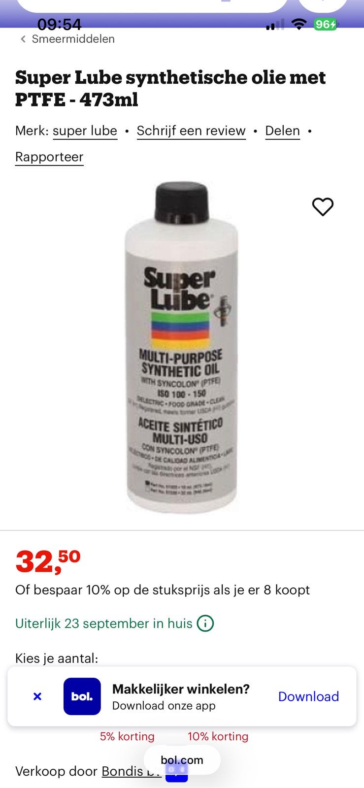 Superlube synthetische olie, Ophalen of Verzenden