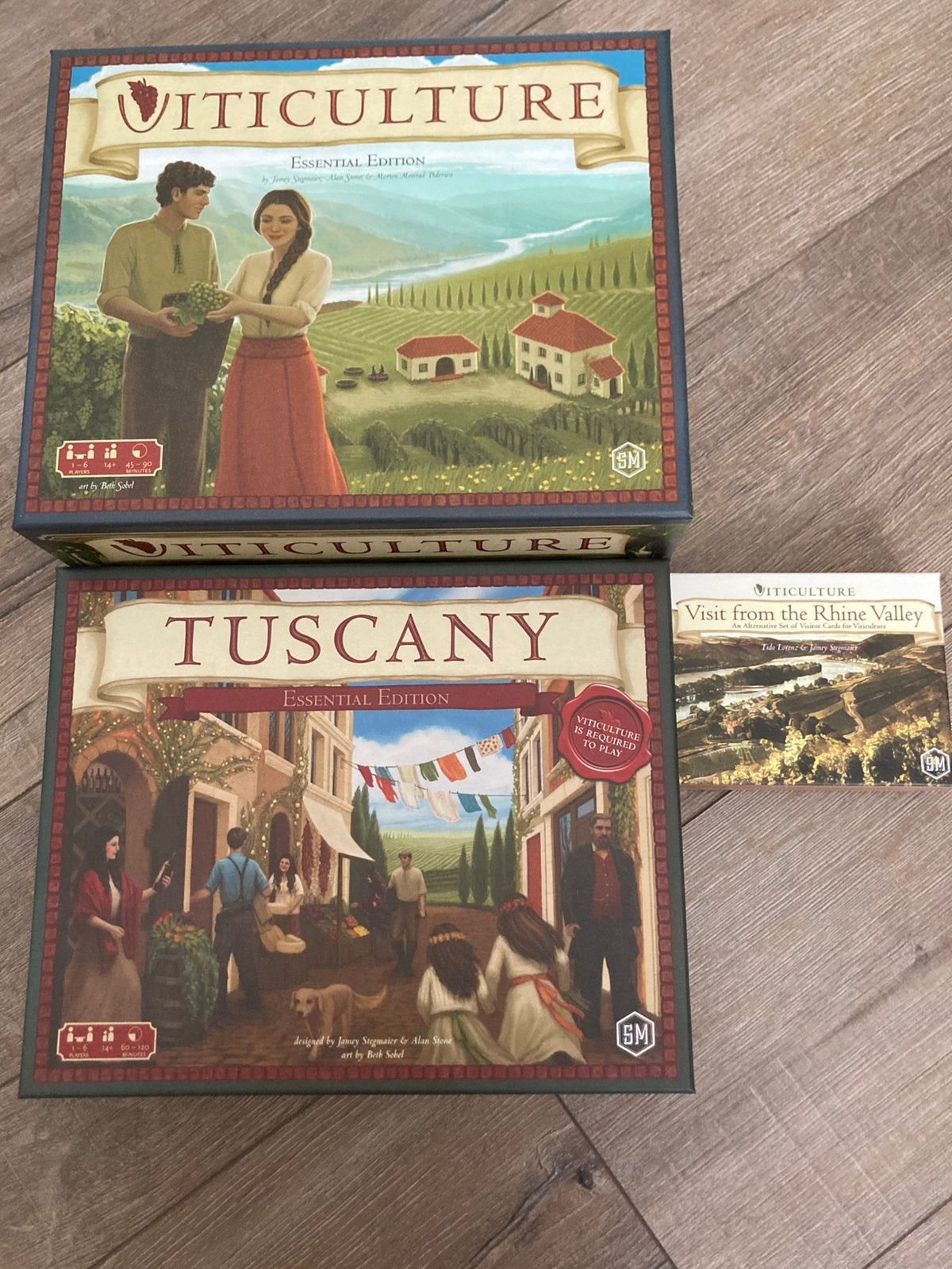Viticulture bordspel + Tuscany + Moor + Rhine visitors, Hobby en Vrije tijd, Ophalen of Verzenden, Zo goed als nieuw