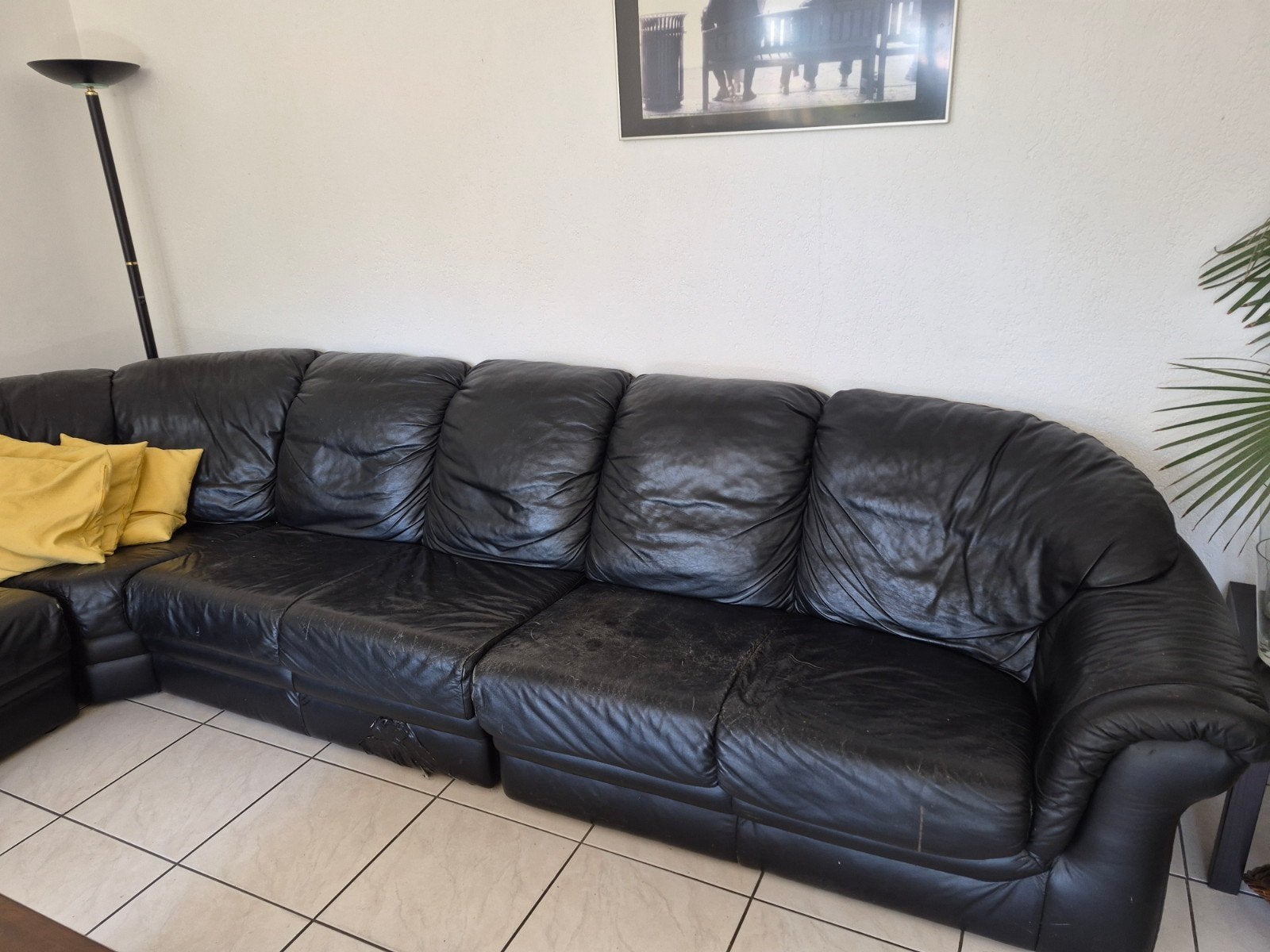Groot lederen bankstel - GRATIS af te halen, Ophalen, Gebruikt, Hoekbank, 300 cm of meer