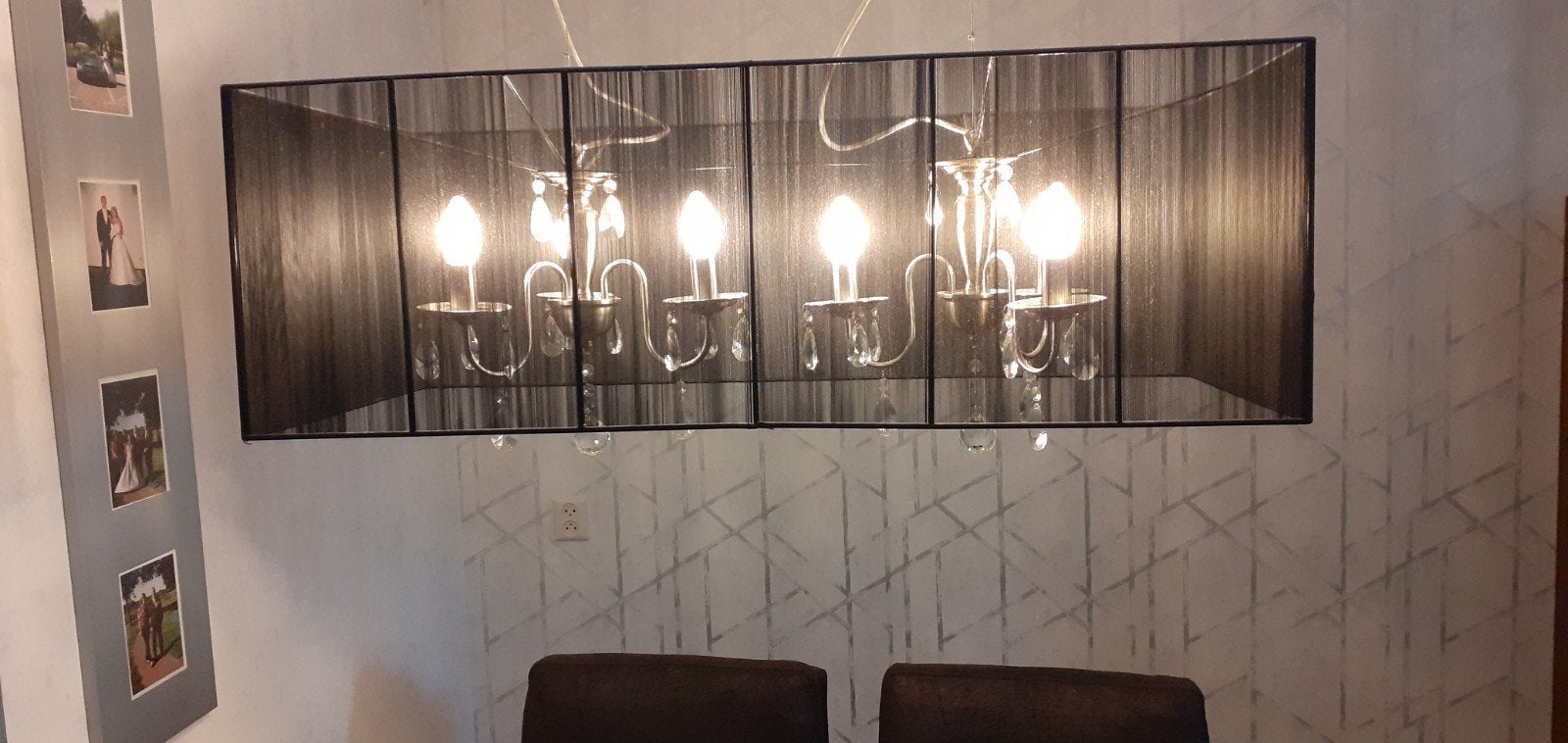 mooie hanglamp zwart 100cm breed 35 cm hoog 45 cm breed, Ophalen, Romantisch, E14 (klein), Zo goed als nieuw
