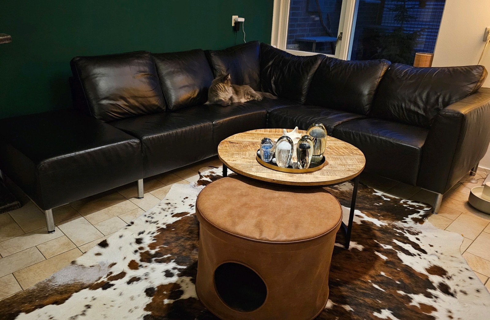 Set van 2 ronde salontafels van mangohout en metaal, Modern, Industrieel, Landelijk, Gebruikt, 50 tot 100 cm, Rond