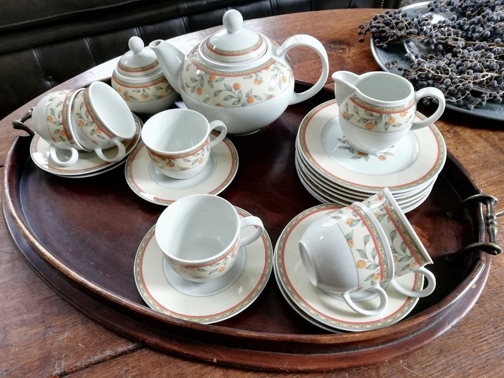 Art+Design Koffietijd, Theepot suiker/melk, 6 kop+schotels, Overige typen, Ophalen of Verzenden, Zo goed als nieuw, Overige stijlen