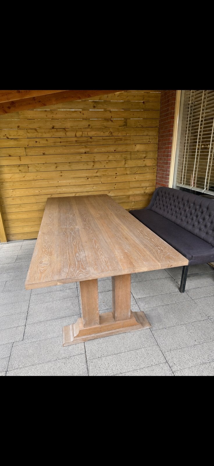 Massief houten eiken tafel, Ophalen of Verzenden, Zo goed als nieuw, Rechthoekig, Hout