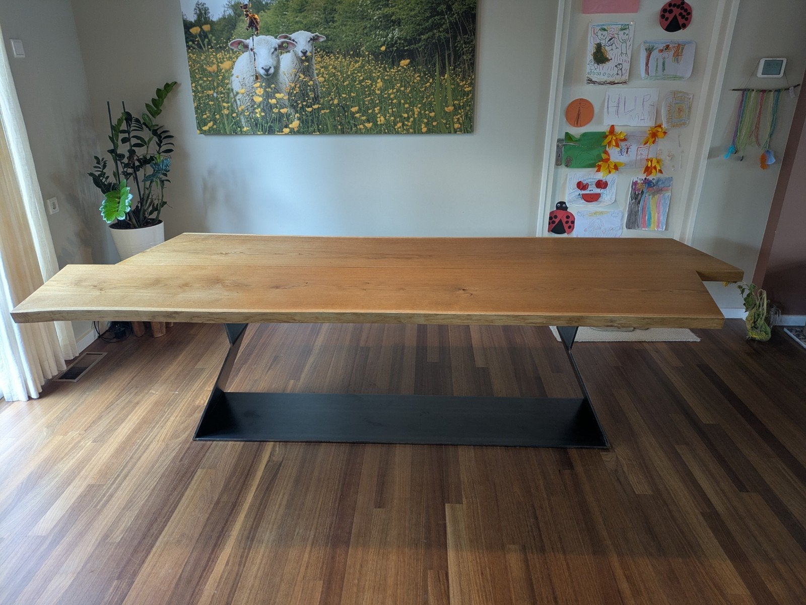 Eiken boomstam tafel, Ophalen, Eikenhout, 200 cm of meer, 50 tot 100 cm