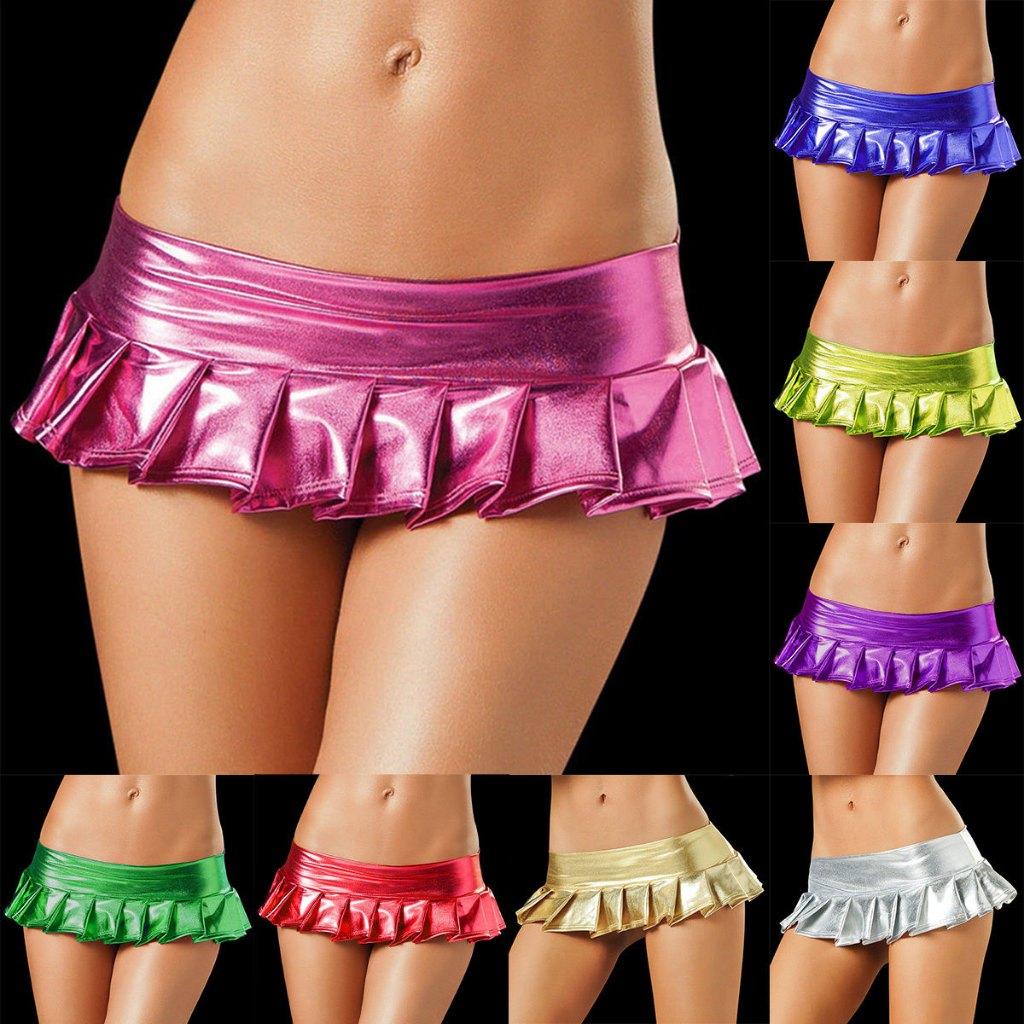 Mini rok metallic party (sexy wetlook rokje leren kort lak), Maat 38/40 (M), Overige kleuren, Verzenden, Nieuw