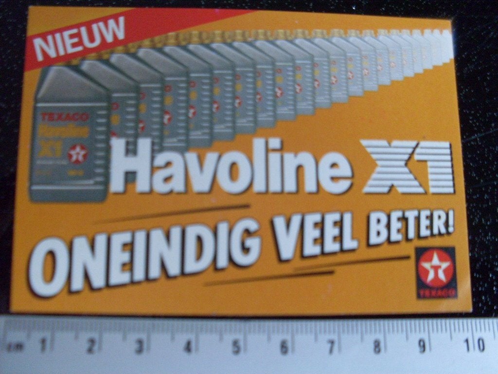 sticker Texaco havoline X1 olie oil 10w-40, Verzamelen, Verzenden, Zo goed als nieuw, Merk