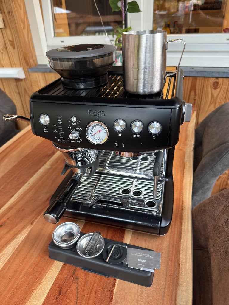 Sage SES876 BRT Barista Express Espressomachine Zwart, Ophalen, Espresso apparaat, Koffiebonen, Zo goed als nieuw