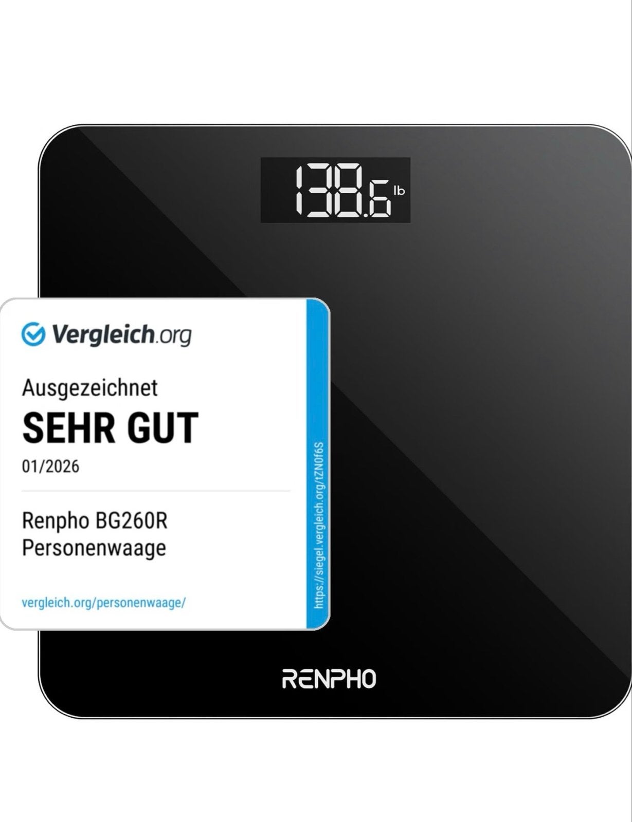 Renpho BG260R Personenweegschaal - Zo goed als nieuw, Witgoed en Apparatuur, Weegschalen, Ophalen, 100 kg of meer, Personenweegschaal