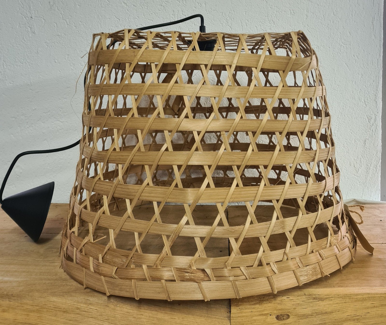 Grote Ibiza hanglamp hanenmand rotan bamboe, Natuurlijk materiaal, Beige, Rond, Nieuw