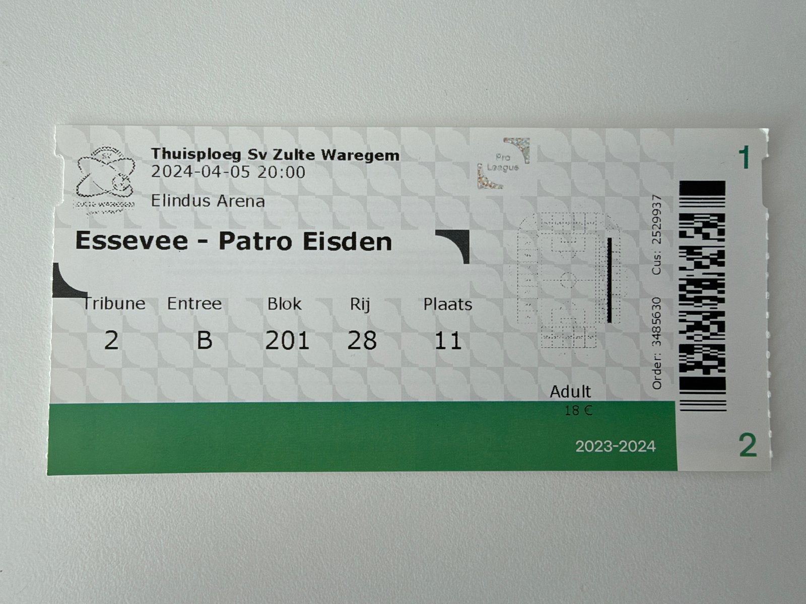 Ticket Zulte Waregem-Patro Eisden Maasmechelen 23/24, Ophalen of Verzenden, Zo goed als nieuw, Buitenlandse clubs, Overige typen