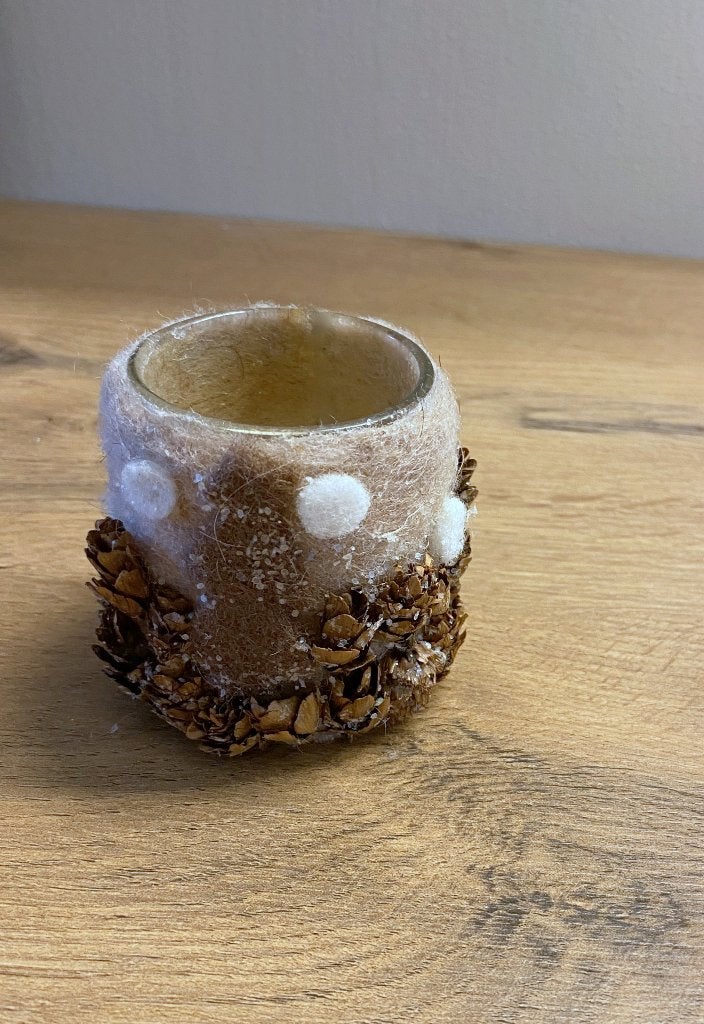 waxinelichtje met winterlandschap, pakje 9 lucifer doosjes, 10 cm, Overige materialen, Bruin, Ophalen of Verzenden