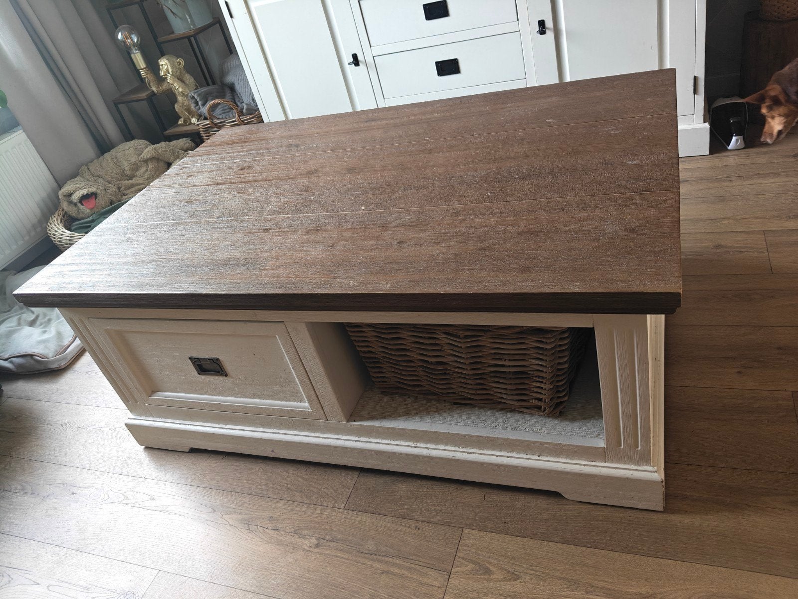 landelijke salontafel, Ophalen, 100 tot 150 cm, 50 tot 100 cm, Rechthoekig