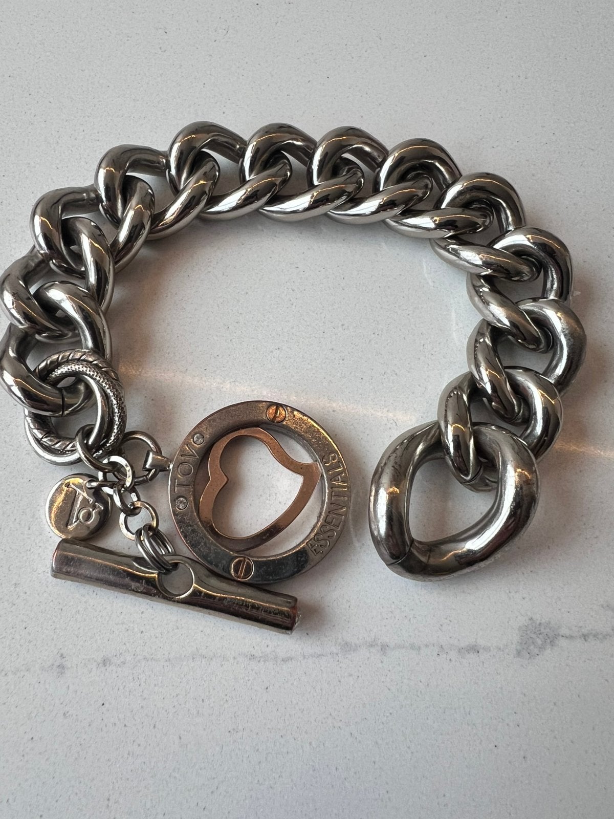 TOV ESSENTIALS GROF SCHAKEL BREDE SCHAKELARMBAND ARMBAND, Sieraden, Tassen en Uiterlijk, Staal, Ophalen of Verzenden, Zo goed als nieuw