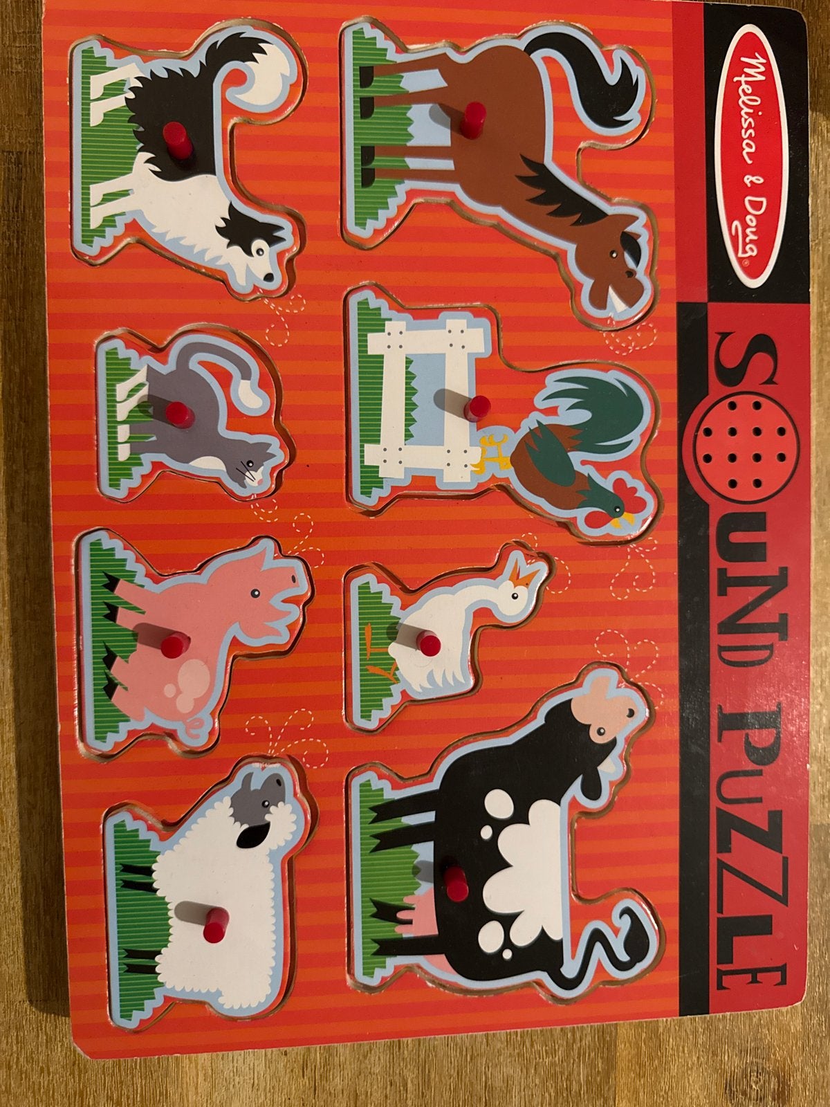 Melissa & Doug Boerderij Geluidspuzzel, Ophalen, 2 tot 4 jaar, Zo goed als nieuw, Van hout