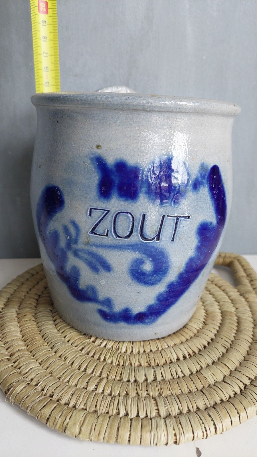 Antieke Zoutpot, Keulse pot, van Keramiek - Blauw/Wit, Antiek en Kunst, Antiek | Keramiek en Aardewerk, Ophalen of Verzenden