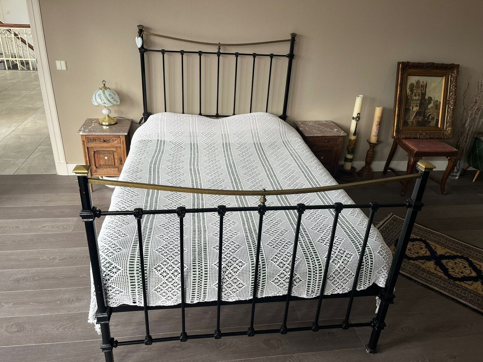 Antiek ijzeren bed  - 140x220 cm, Ophalen
