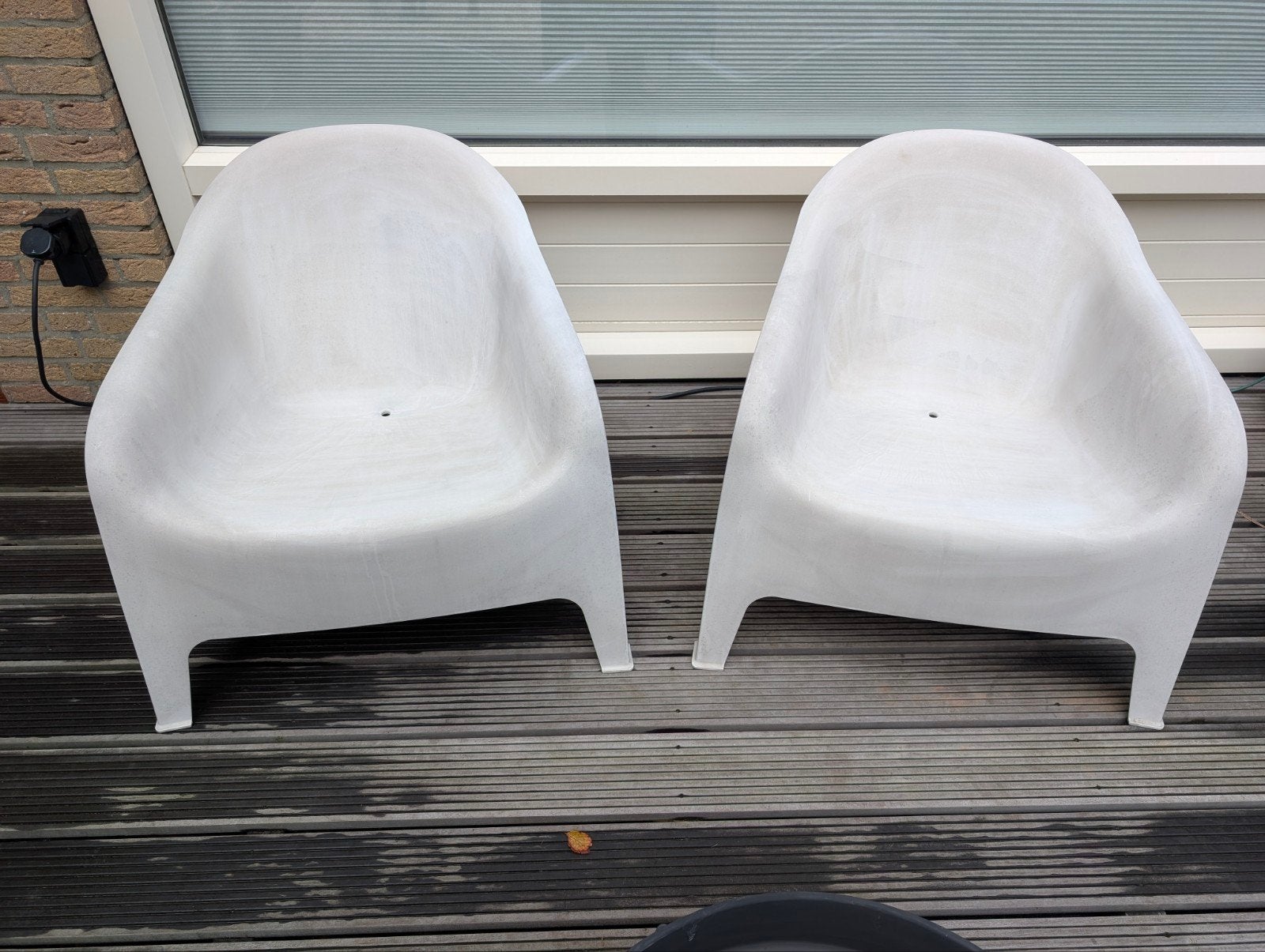 Ikea Skarpo kuipstoelen beige - 2 stuks, Tuin en Terras, Ophalen, Gebruikt, Kunststof