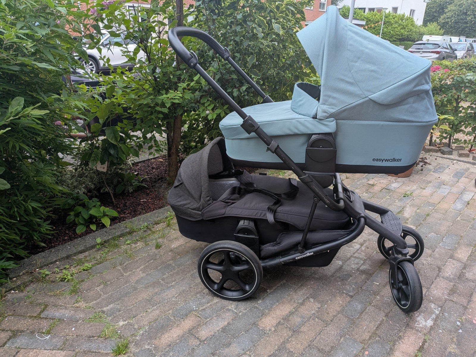 Easywalker Harvey2 Tweeling wandelwagen, incl. zitjes, Gebruikt, Combiwagen, Verstelbare duwstang, Ophalen