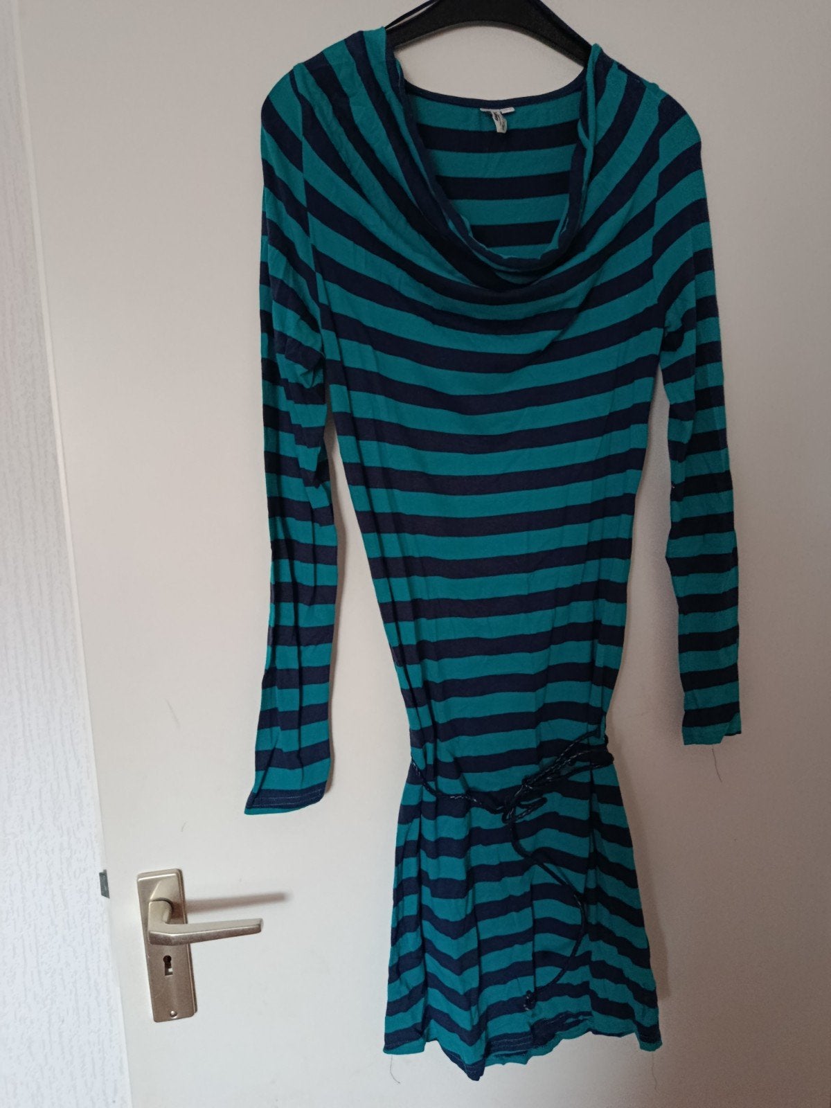 Garcia gestreepte jurk S met watervalhals en riem, Garcia, Ophalen of Verzenden, Maat 36 (S), Meerkleurig