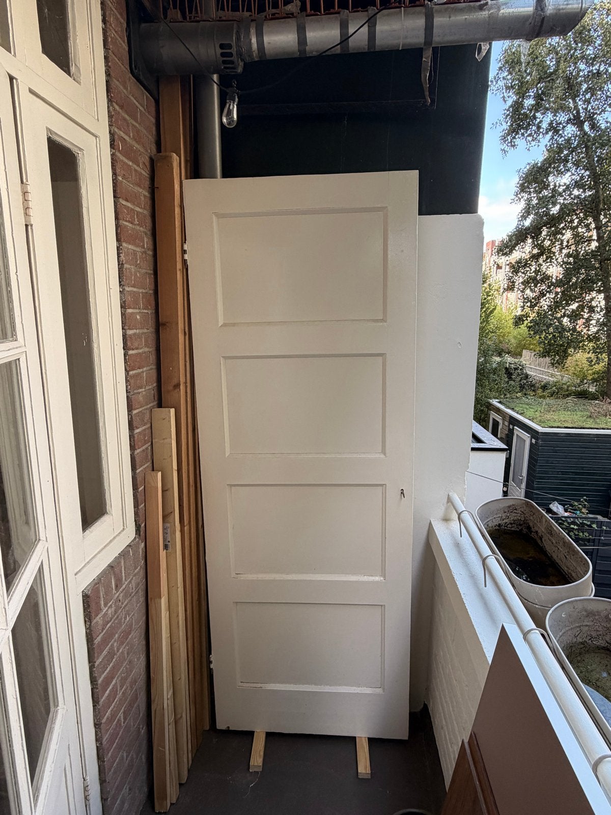 Witte binnendeur met panelen, Ophalen, Gebruikt, 80 tot 100 cm, Binnendeur