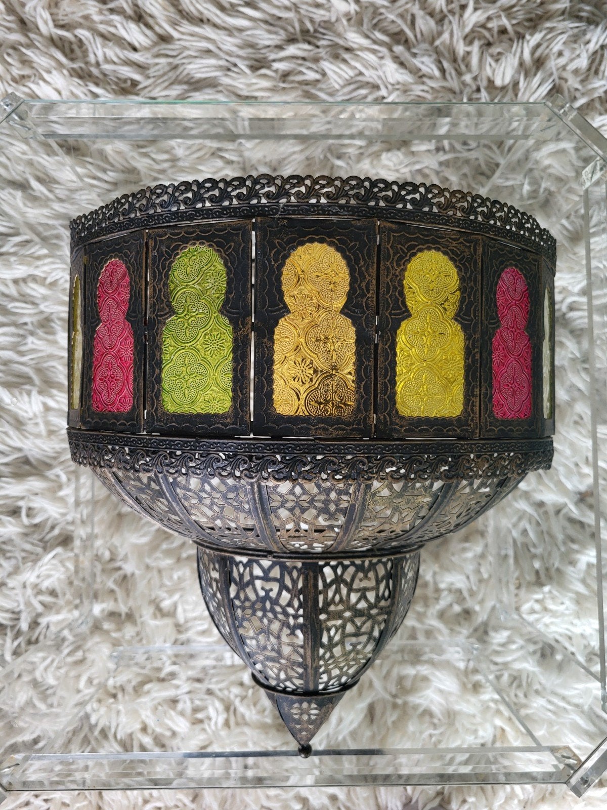 Handgemaakte Marokkaanse wandlamp met gekleurd glas, Ophalen, Gebruikt, Glas, Marokkaans, Oosters, Handgemaakt