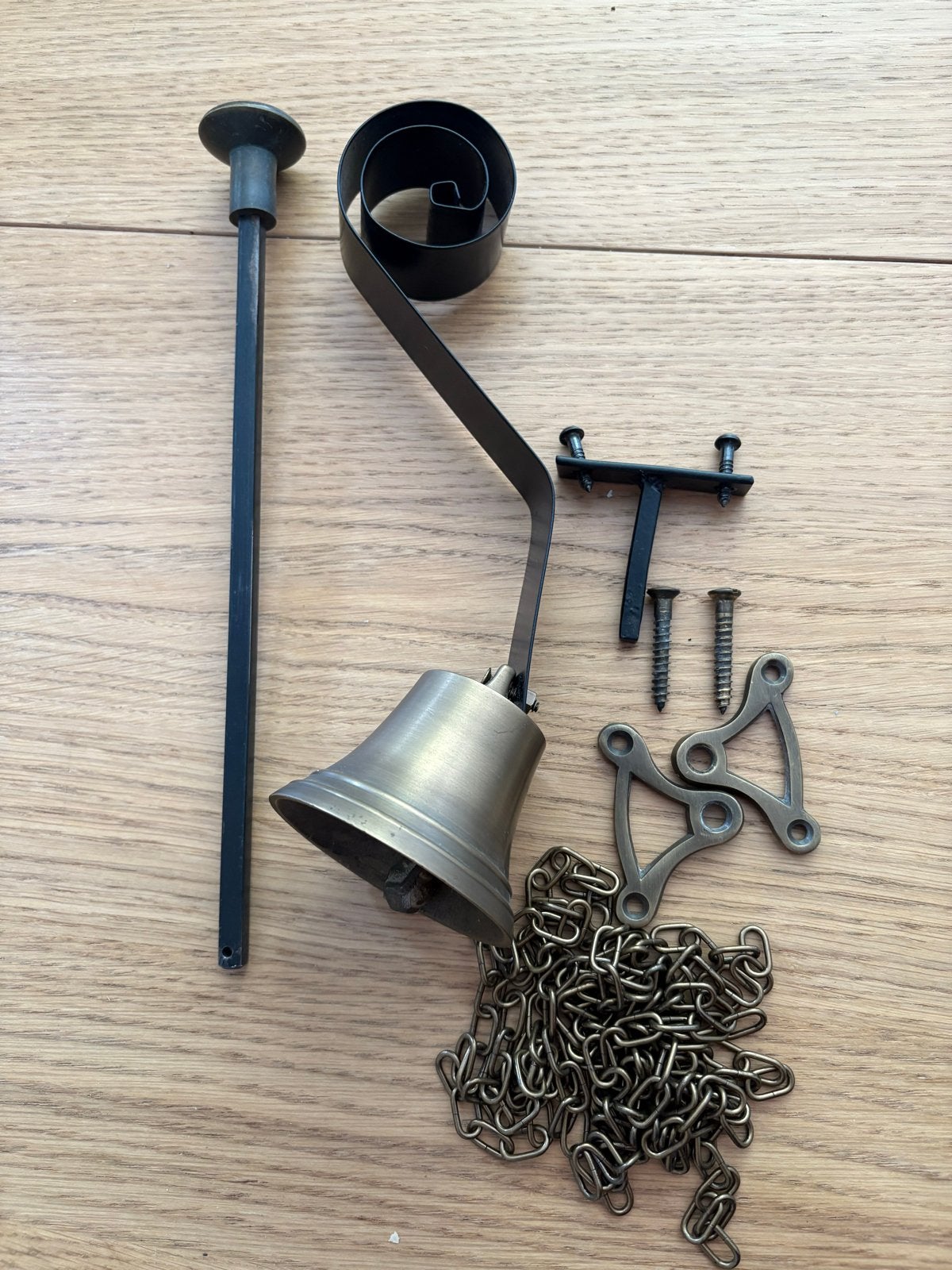 Vintage Deurbel met Ketting en Bevestigingsmateriaal, Vintage, Gebruikt, Meerkleurig, Ophalen of Verzenden
