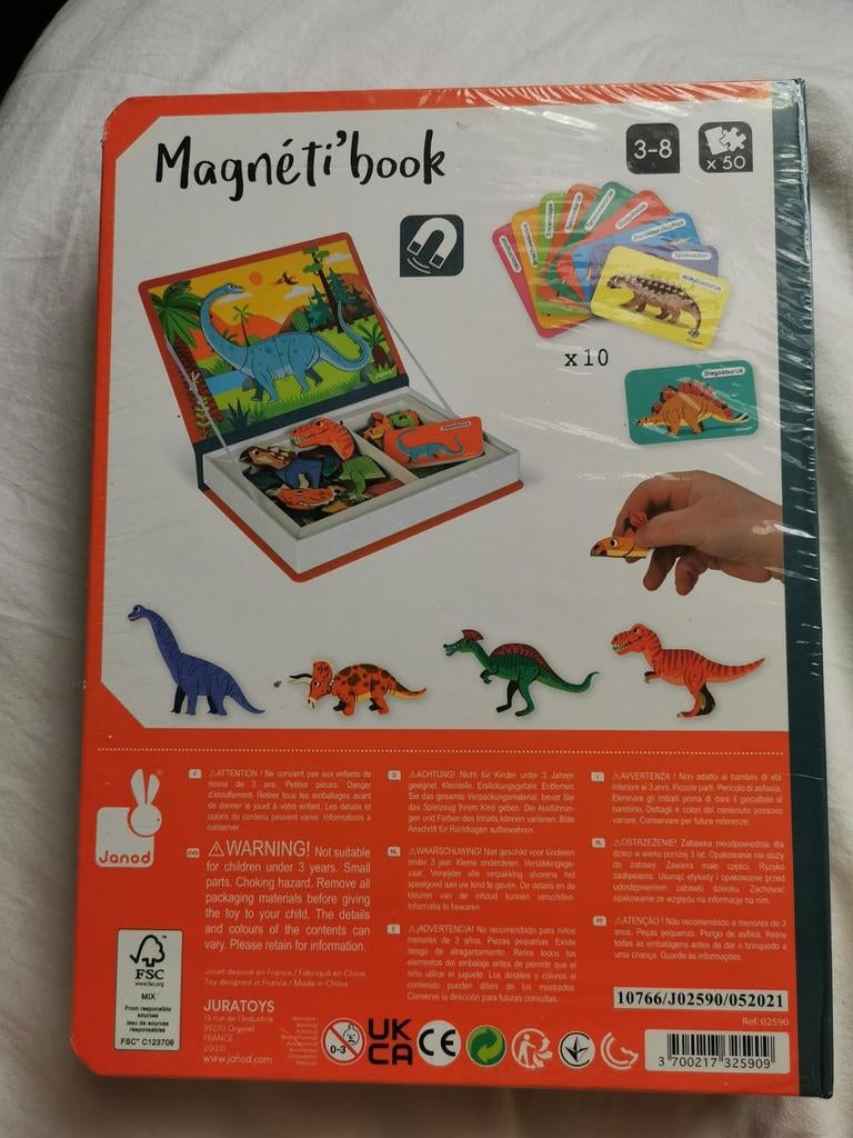 Janod Magneti'book Dinosaurus Magneetboek Puzzel, Kinderen en Baby's, Speelgoed | Educatief en Creatief, Ophalen of Verzenden