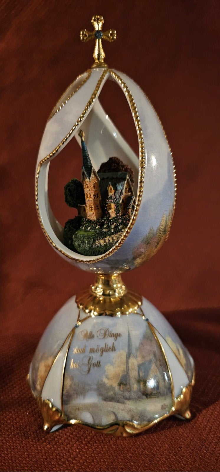 Porseleinen muziekdoos, Swarovski, 22krt goud, Antiek en Kunst, Curiosa en Brocante, Verzenden