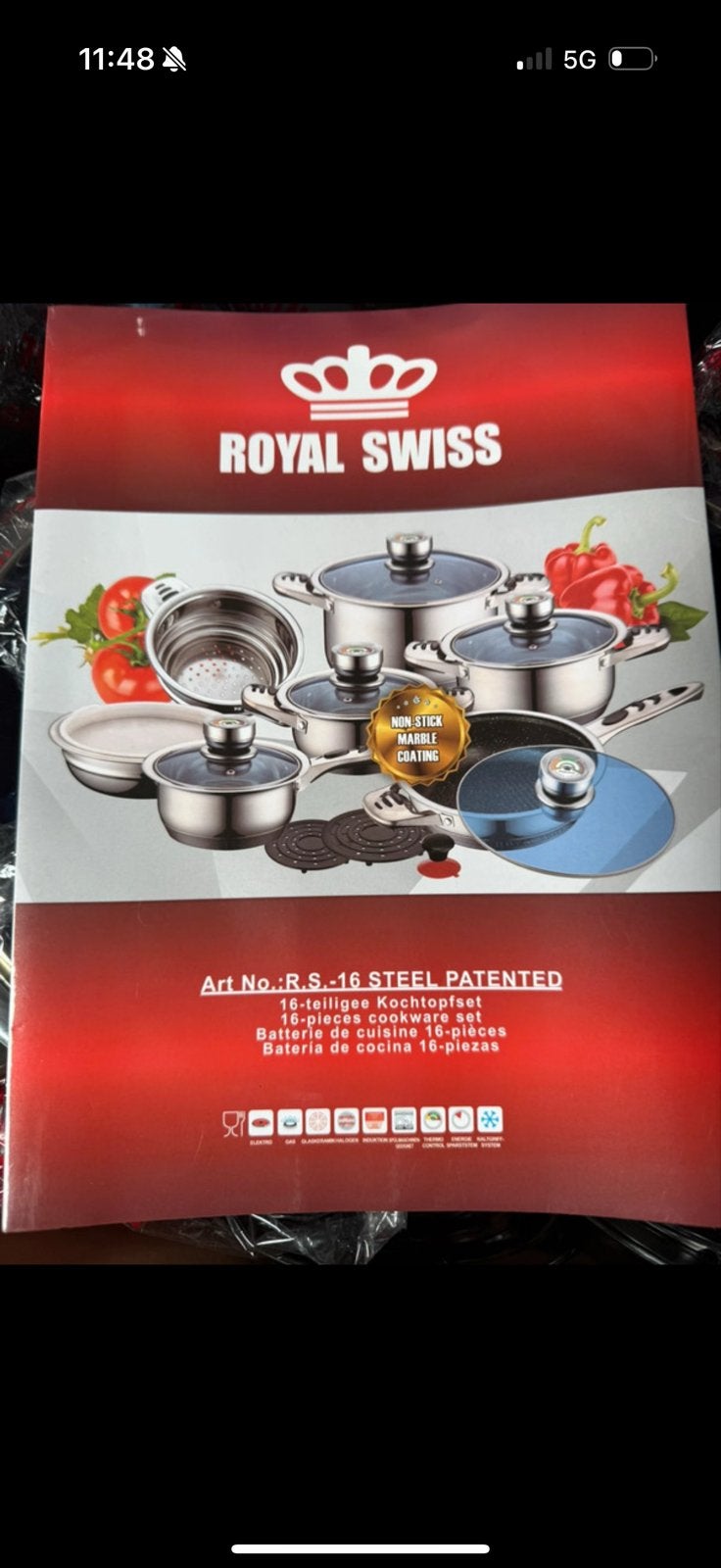Royal Swiss 16-delige Kookset - Stijlvol & Functioneel, Met deksel, Nieuw, Pannenset, Ophalen of Verzenden