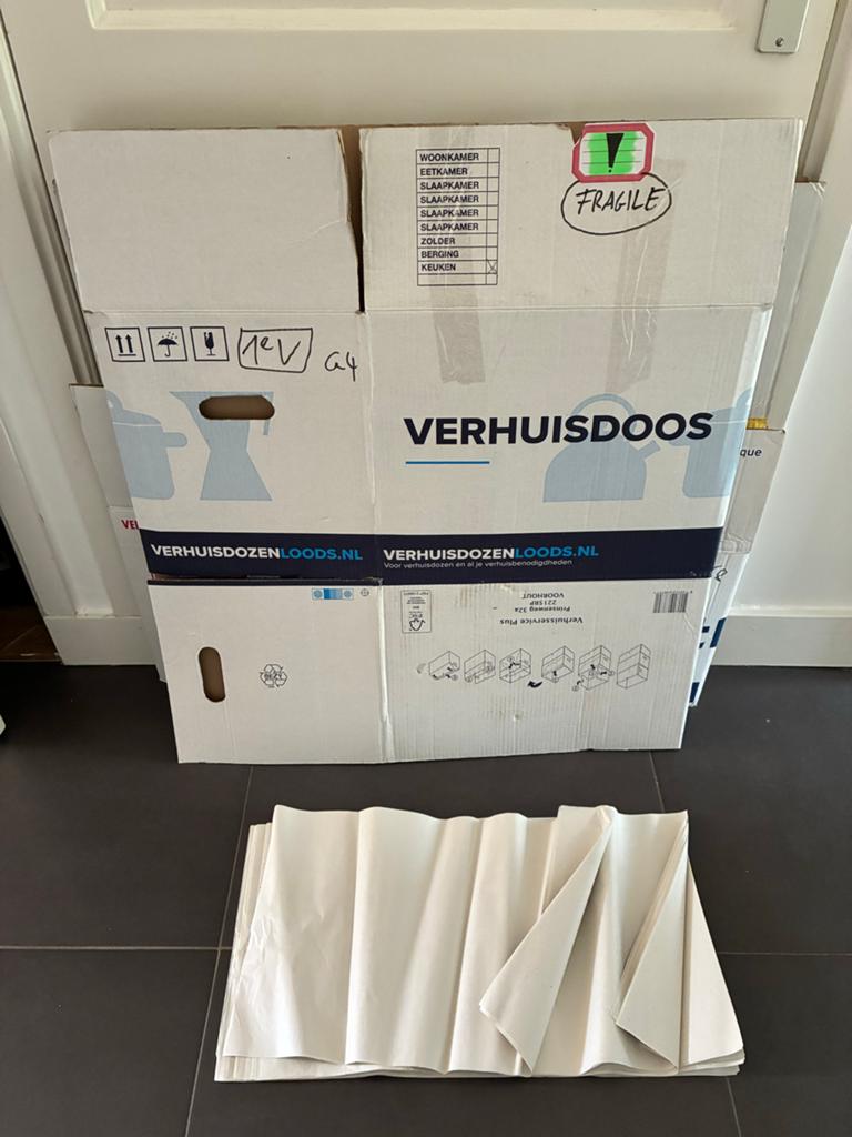 Verhuisdozen, Ophalen, 50 tot 75 cm, Minder dan 40 cm, 35 tot 50 cm