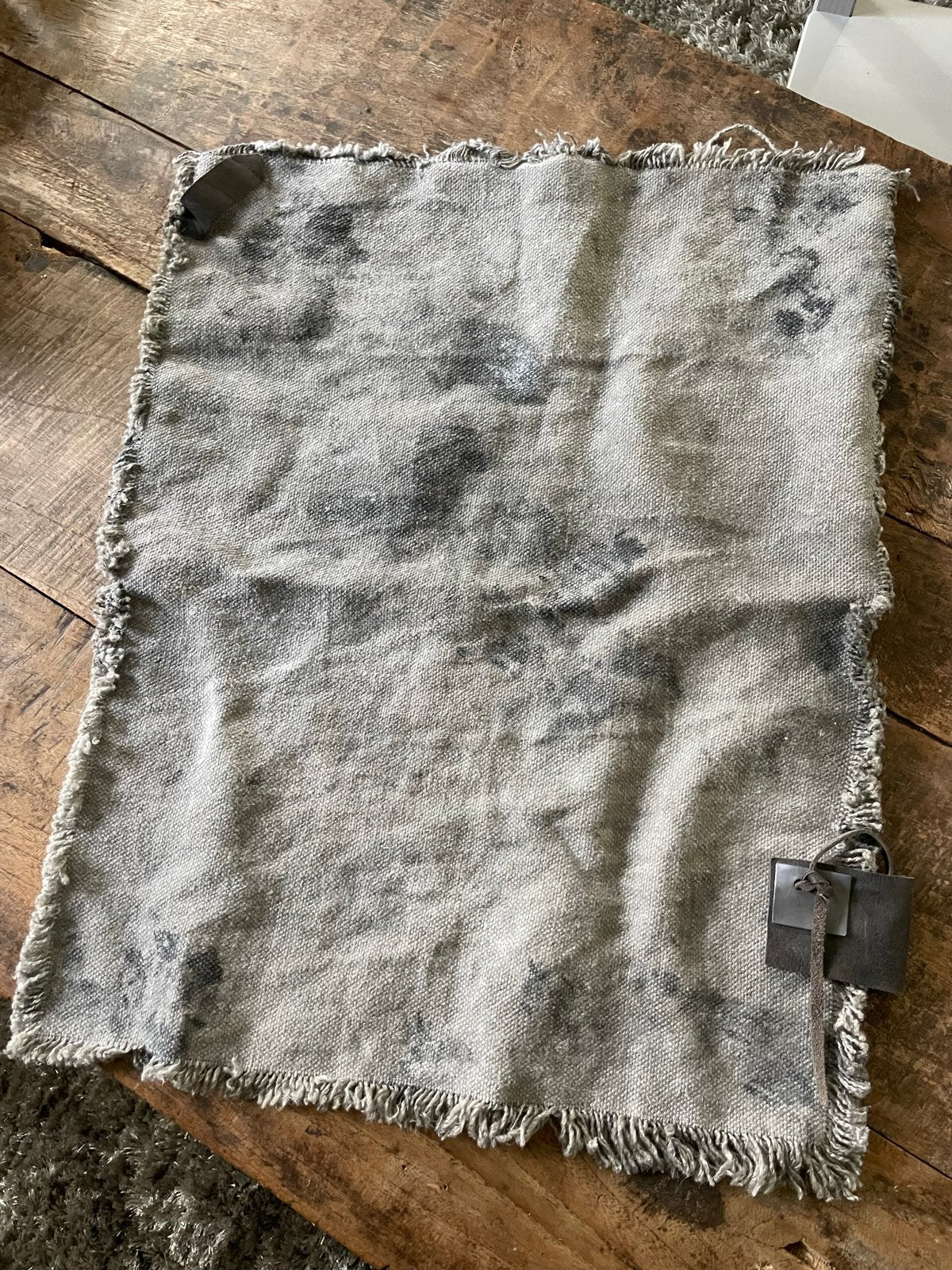 Shabby doek/plaid - Grijs met franjes, Ophalen, Zo goed als nieuw, Modern, Grijs