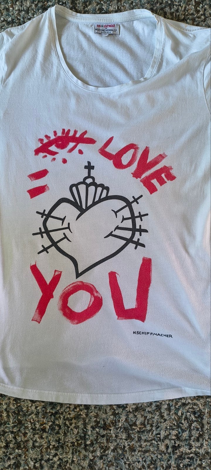 Muchachomalo T-shirt 'I Love You' - Henk Schiffmacher, Maat 38/40 (M), Wit, Ophalen of Verzenden, Zo goed als nieuw