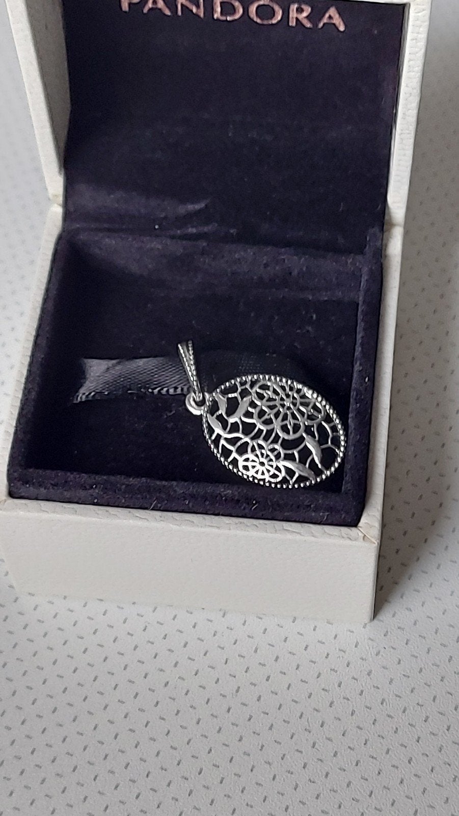 Originele Pandora zilveren ketting hanger bloem / bloemen, Ophalen of Verzenden, Zo goed als nieuw, Hart, Zilver