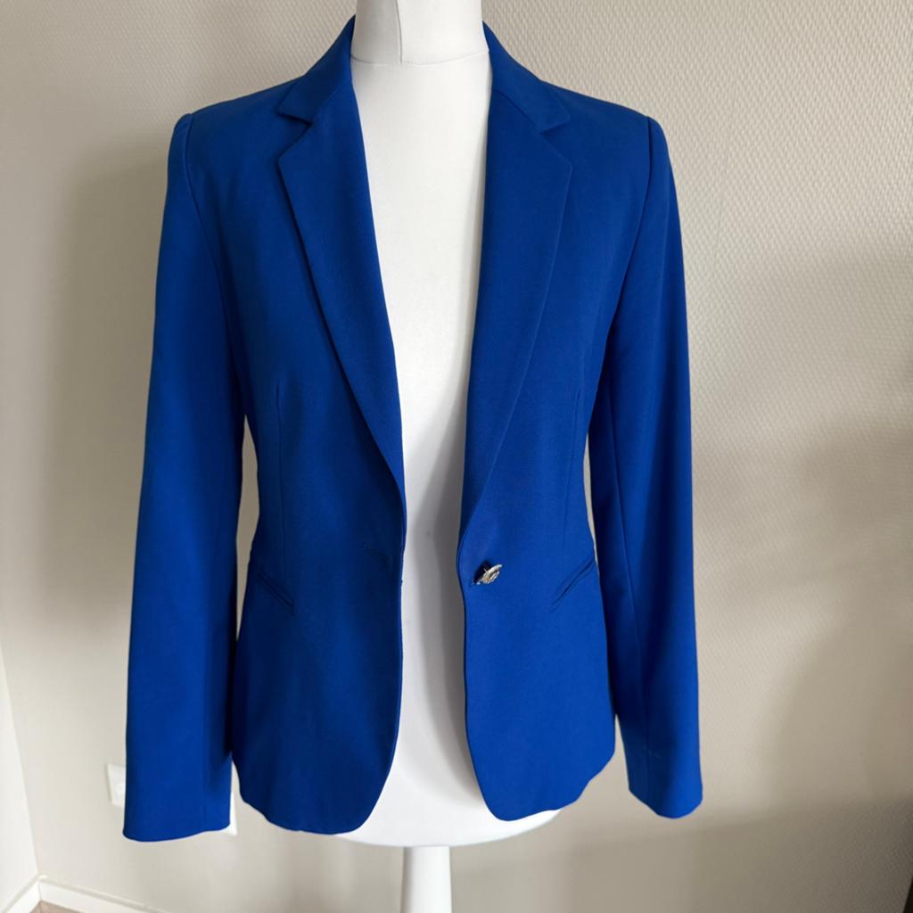 Mooie blauwe Zara Blazer maat XS 34 felblauw jasje colbert, Ophalen of Verzenden, Zo goed als nieuw, Blauw