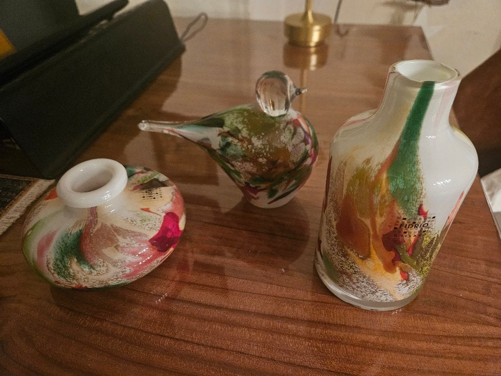 FIDRIO HOLLAND mondgeblazen vaasjes en vogel. Als nieuw! ️, Ophalen of Verzenden, Glas